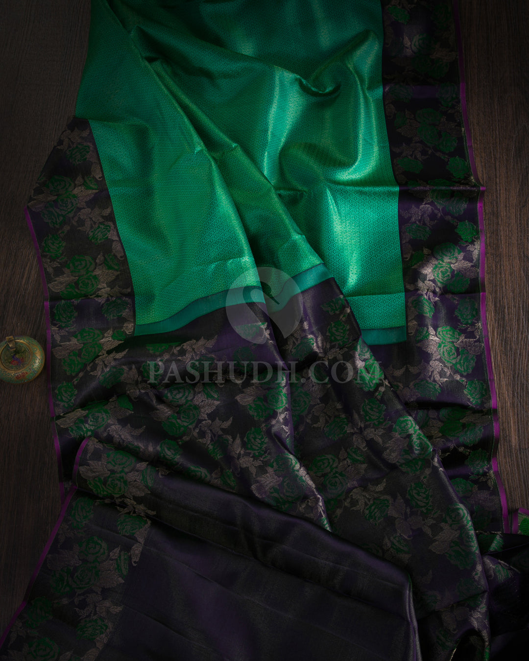Rexona Green and Dark Purple Kanjivaram Silk Saree - DJ274(D)