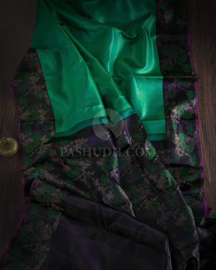 Rexona Green and Dark Purple Kanjivaram Silk Saree - DJ274(D)