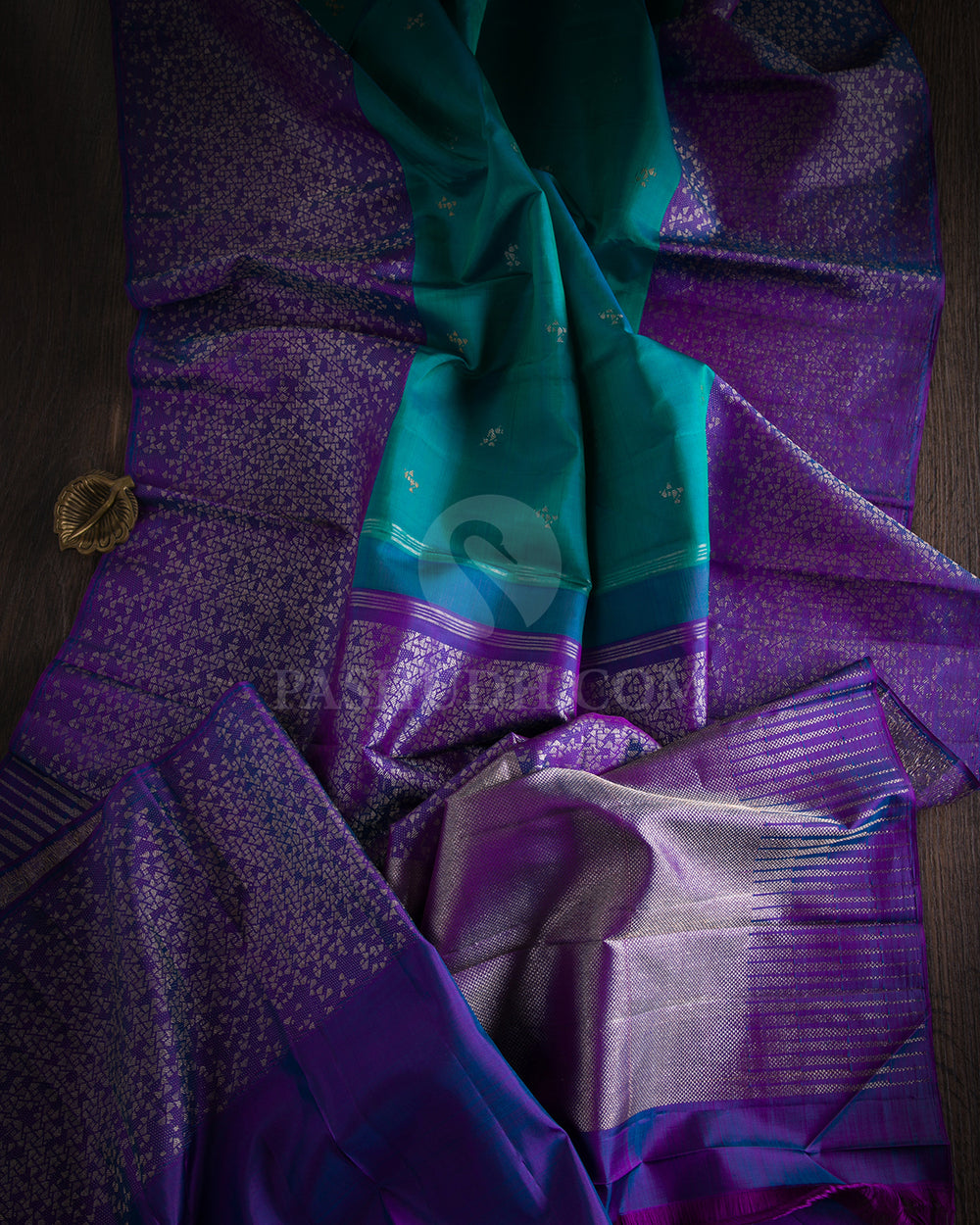 Rama Green & Blue Violet Kanjivaram Silk Saree - S1004 - View 1