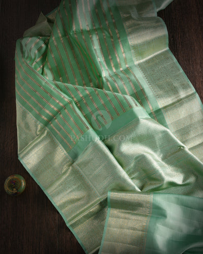 Light Green Pure Zari Kanjivaram Silk Saree - S844 - View 2