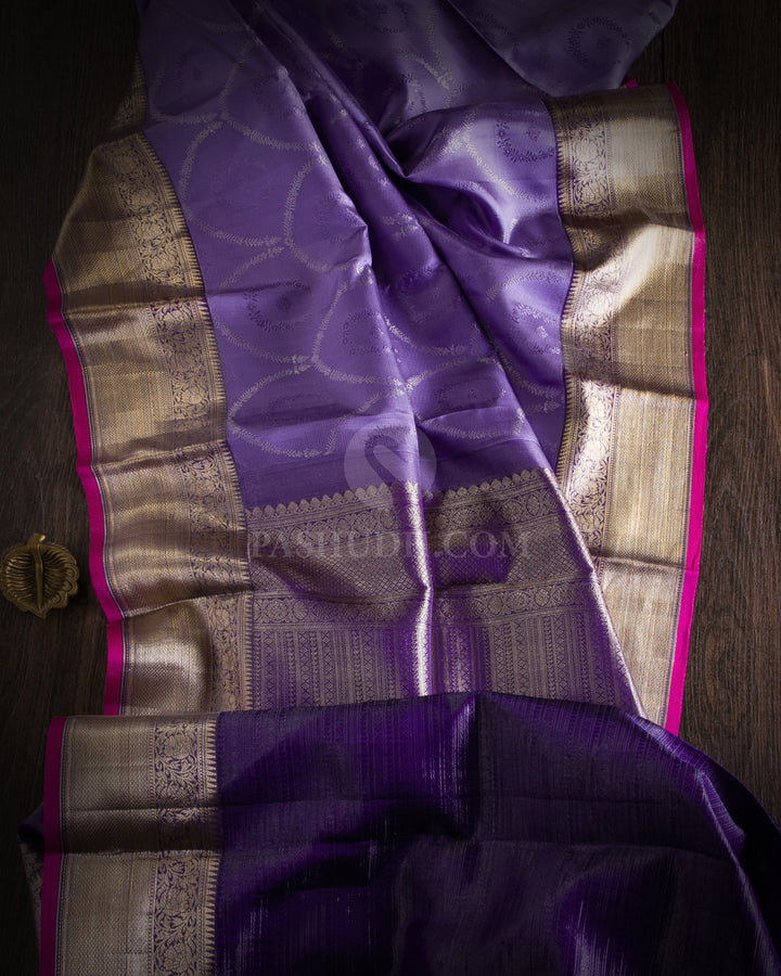 Lavender & Grey Kanjivaram Silk Saree - D478