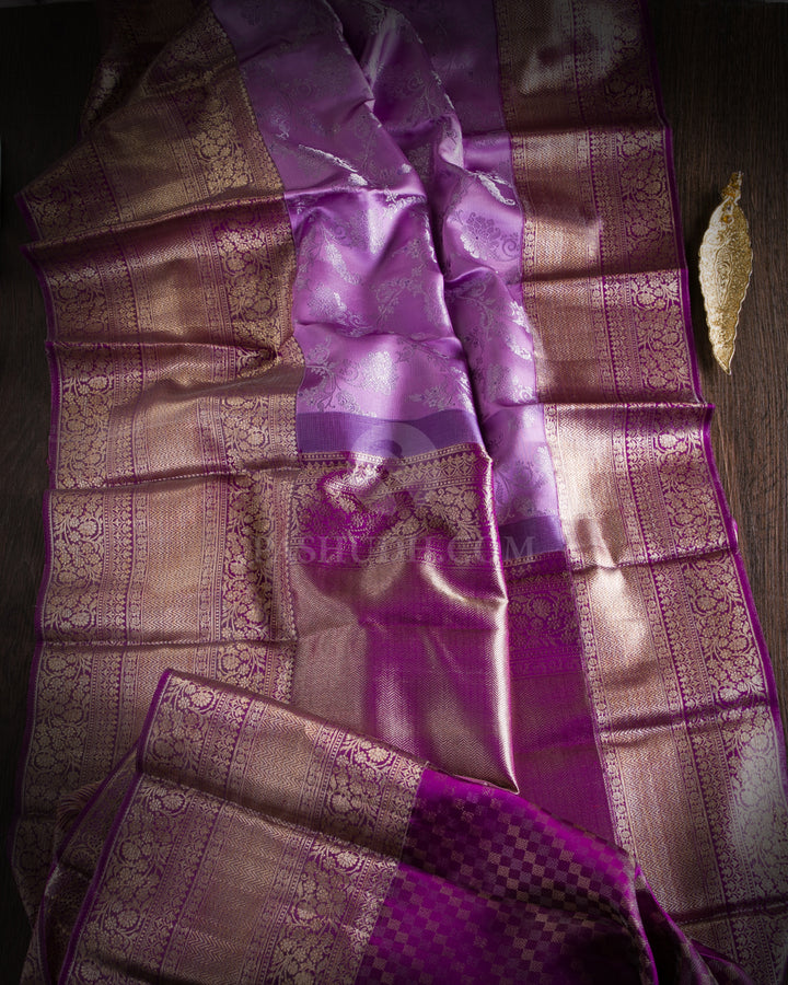Lavender and Violet Kanjivaram Silk Saree - D480