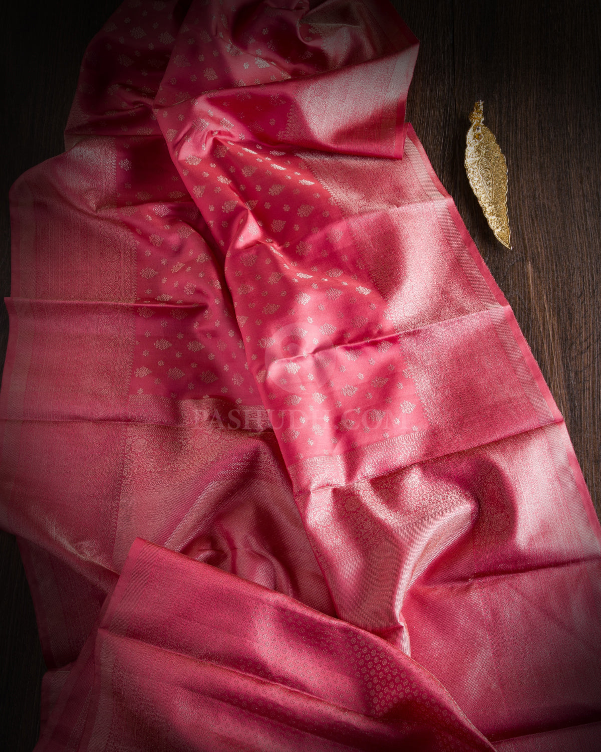 Watermelon Pink Kanjivaram Silk Saree - D488