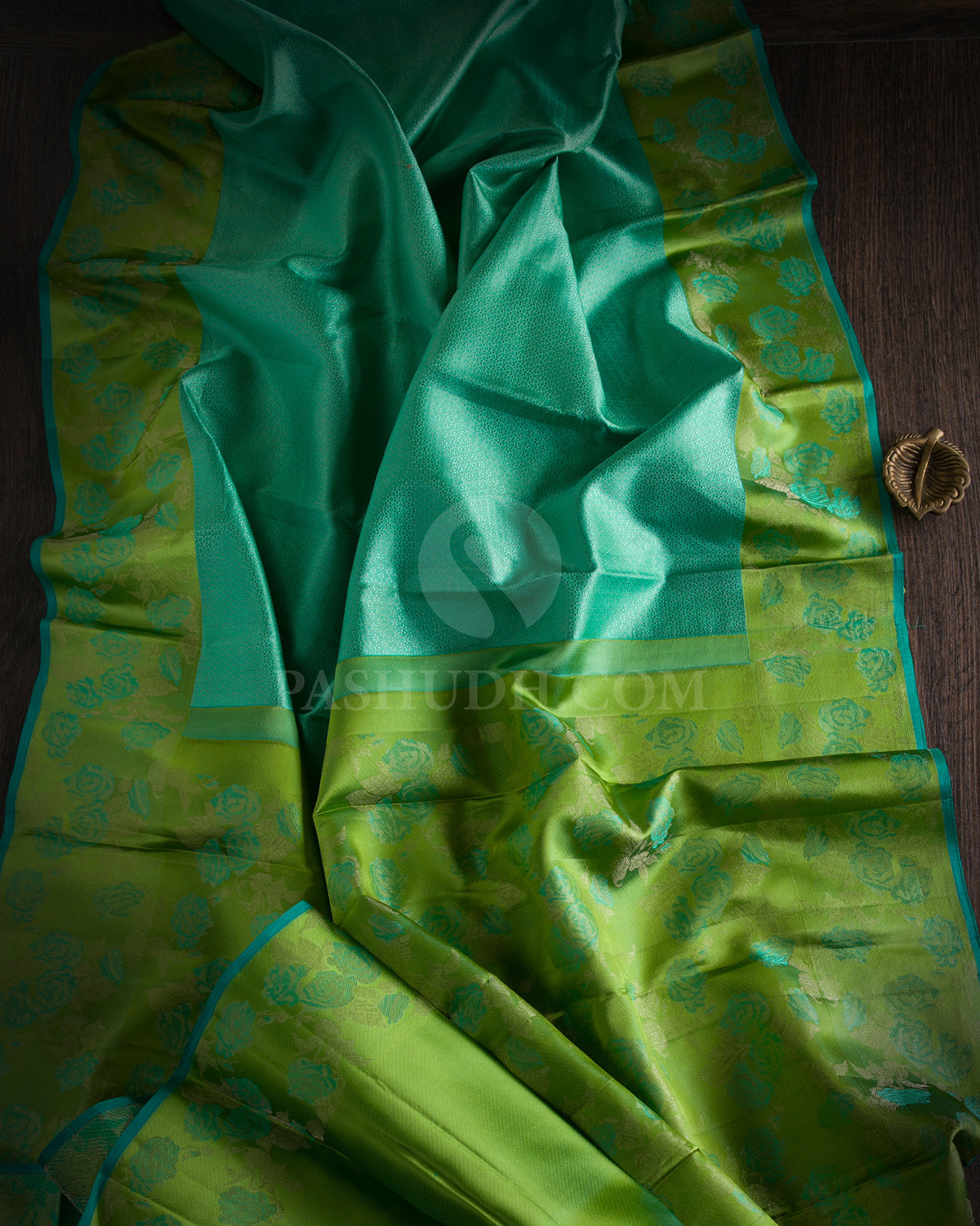 Turquoise and Green Kanjivaram Silk Saree - DJ274(B)