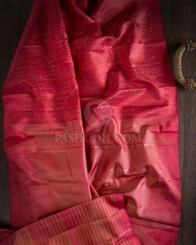 Orangish Pink Kanjivaram Silk Saree - DJ305(A)