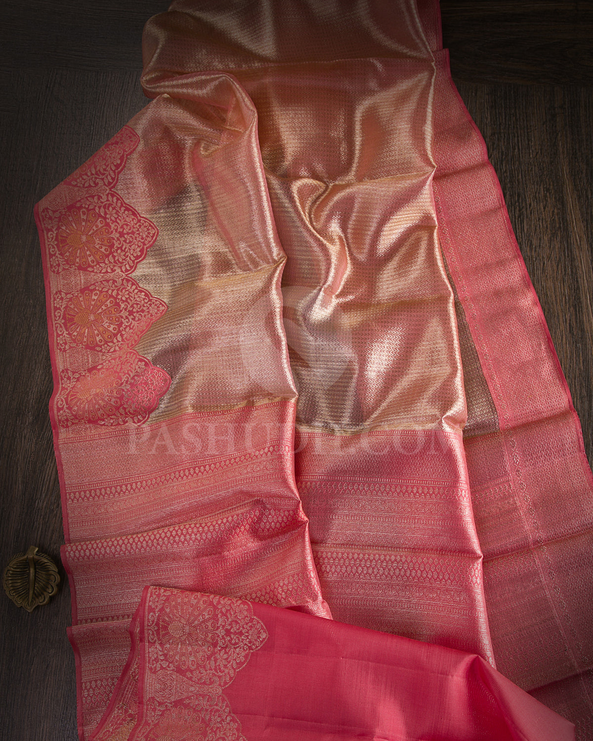 Baby Pink Organza Kanjivaram Silk Saree - S1021(D) - View 1