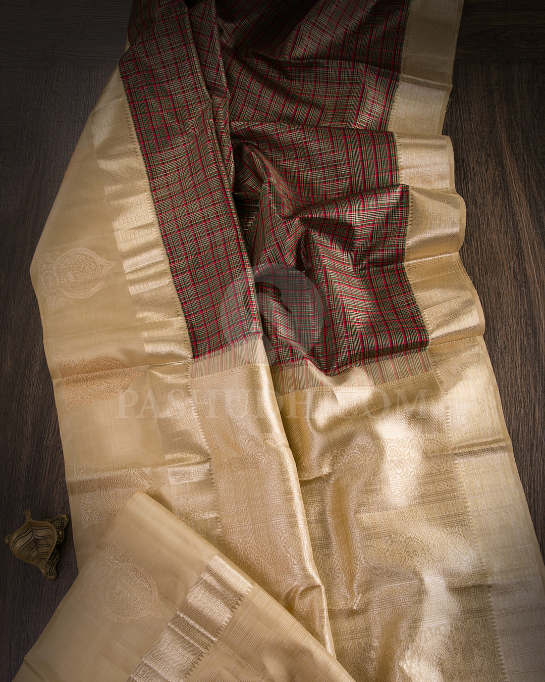 Multicolor chequered Kanjivaram Silk Saree - S1187(A) - View 1