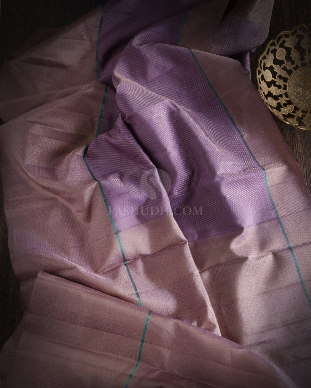 Light Purple and Light Brown Kanjivaram Silk Saree - DJ199 - View 1