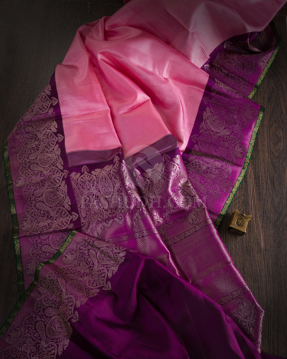 Rose Pink & Violet Kanjivaram Silk Saree - S1103(B) - View 1