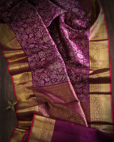 Purple Pure Zari Kanjivaram Silk Saree - P109 - View 2