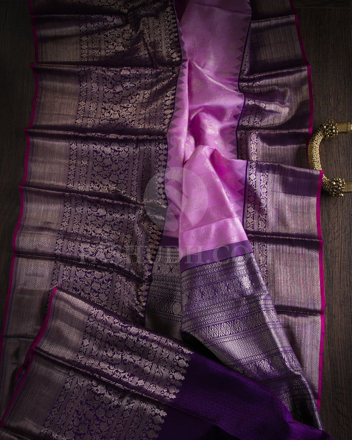 Lilac and Violet Kanjivaram Silk Saree - D498(A)