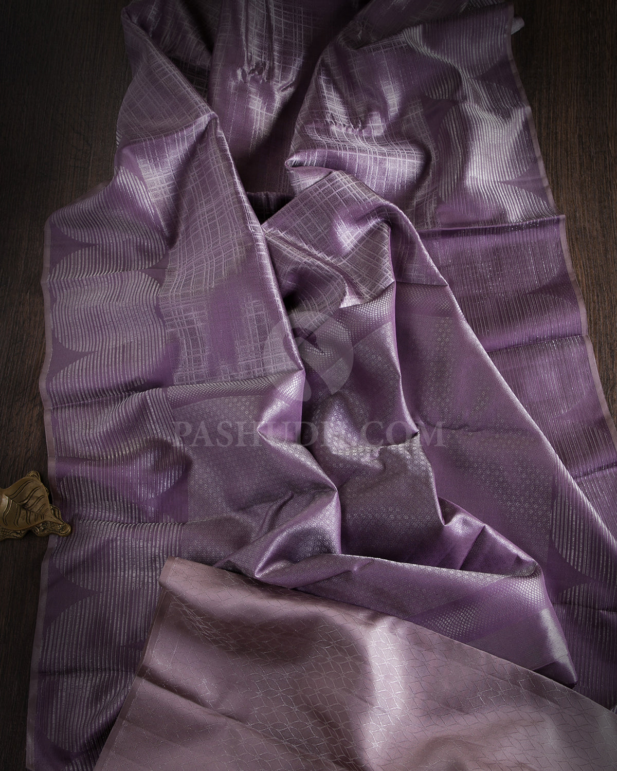 Purple Mauve & Greige Kanjivaram Silk Saree - D511(A)