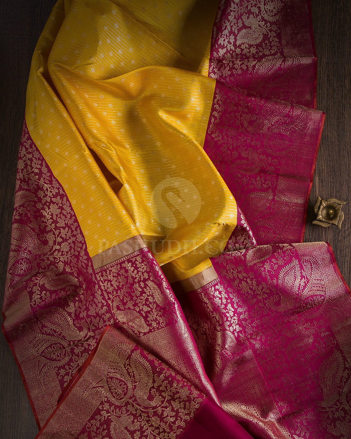 Yellow & Magenta Kanjivaram Silk Saree - S1113(A) - View 1