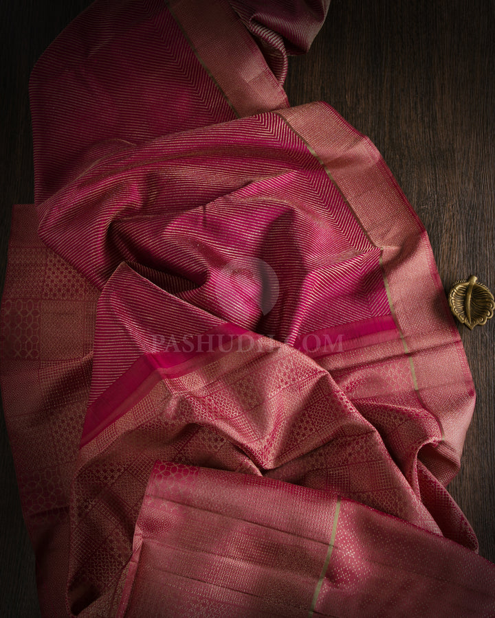 Raspberry Pink Kanjivaram Silk Saree - DJ192 - View 1