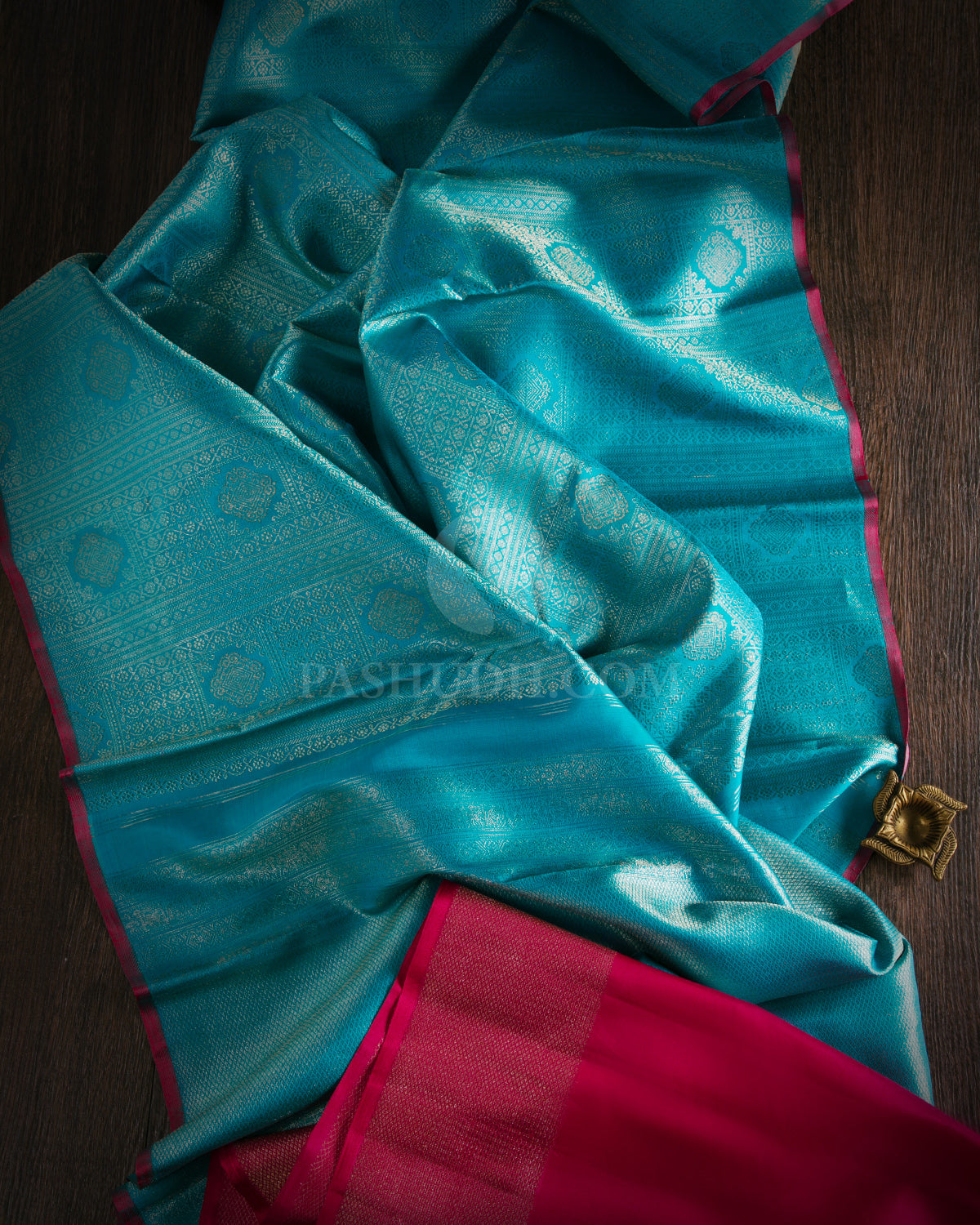 Anandha Blue and Pink Pure Zari Kanjivaram Silk Saree - S707 - View 3