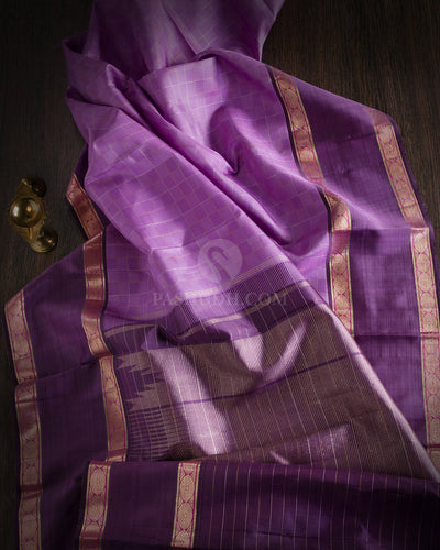 Lavender Pure Zari Kanjivaram Silk Saree - S745 - View 2