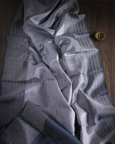 Silver Grey & Dark Grey Kanjivaram Silk Saree - D507(A)