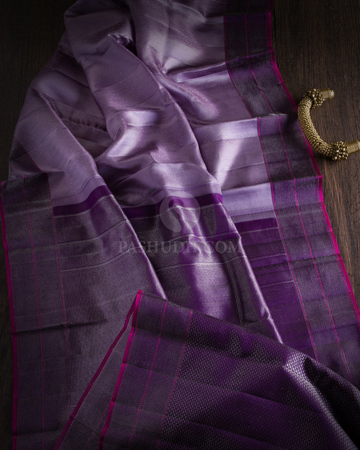 Pale Lavender and Deep Lavender Kanjivaram Silk Saree - DJ264