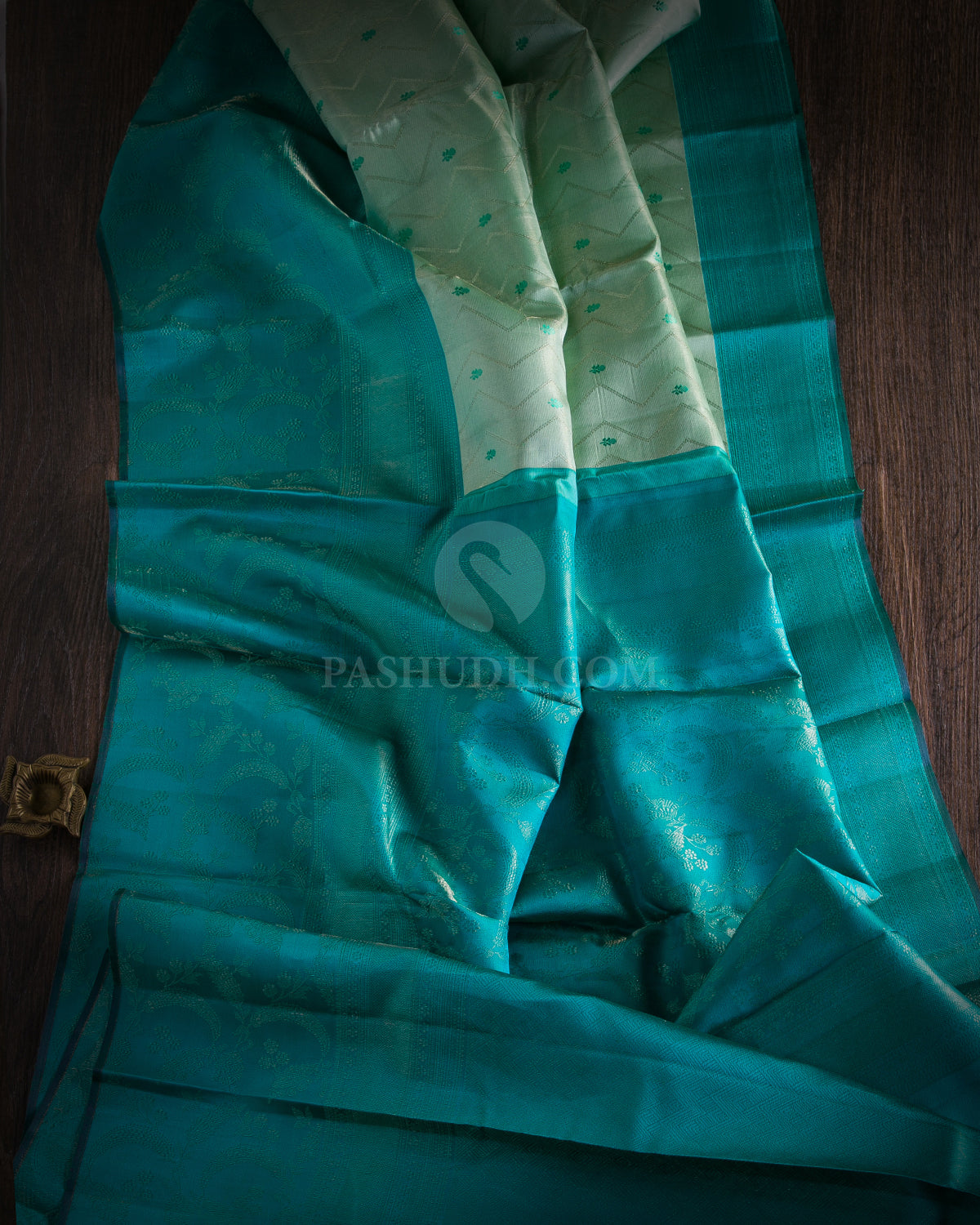 Powder Blue and Turquoise Blue Kanjivaram Silk Saree - DJ258