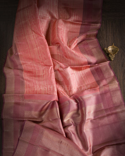 Peachy Pink And Turkish Rose Kanjivaram Silk Saree - D537(A)