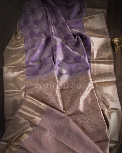 Lavender and Greige Kanjivaram Silk Saree - D523(A)