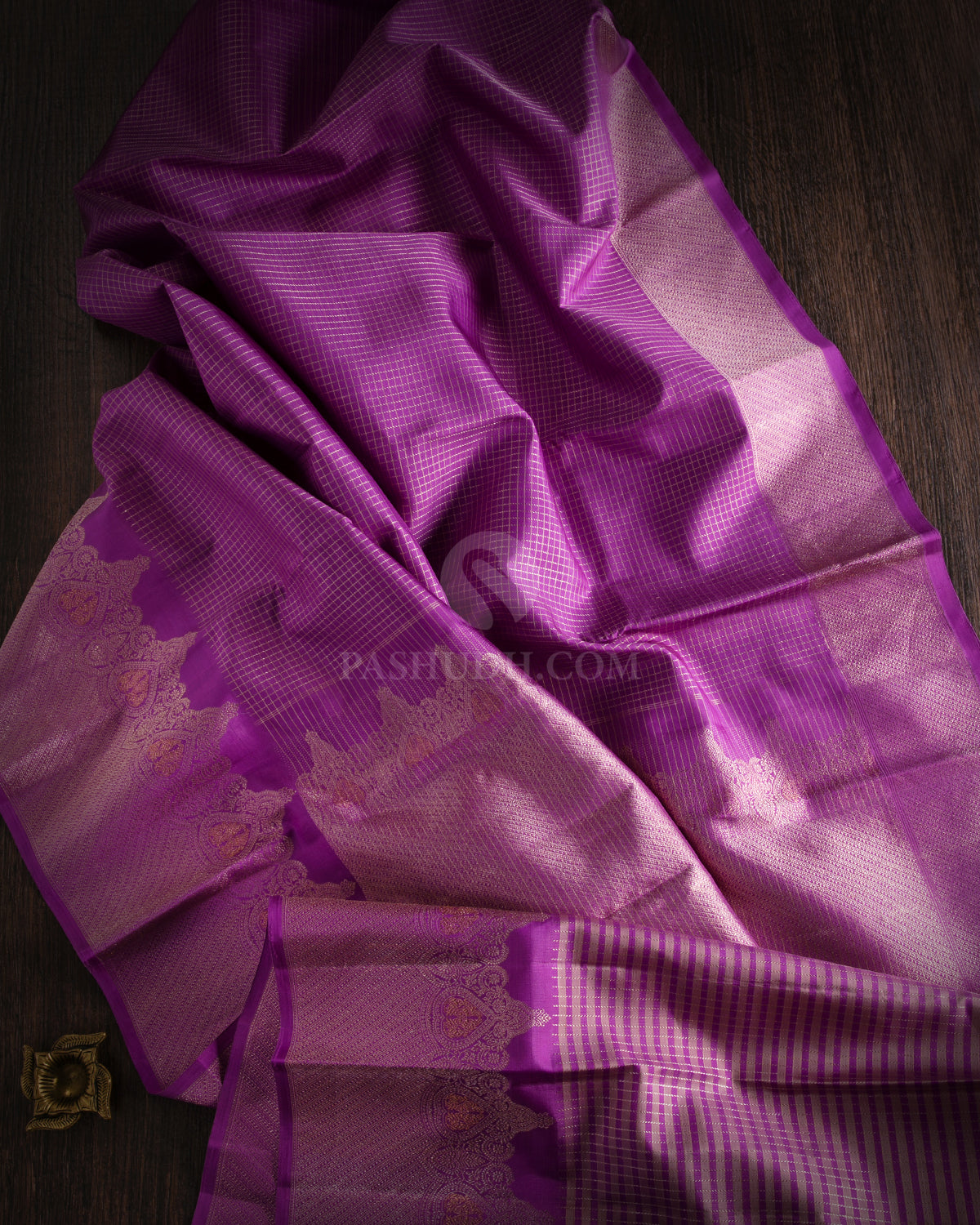 Lavender Zari Kanjivaram Silk Saree - S814 - View 2