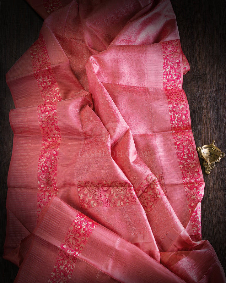 Flamingo Pink Kanjivaram Silk Saree - DT205