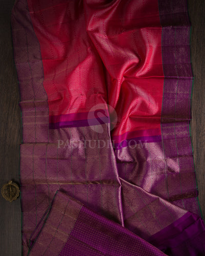 Red & Purple Kanjivaram Silk Saree - DJ293(C)