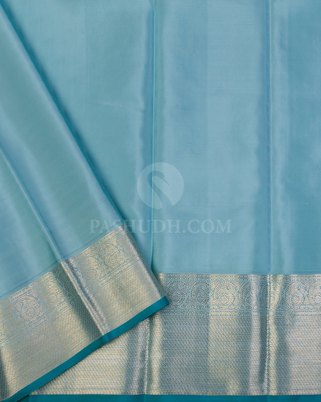 Pastel Sky Blue Kanjivaram Silk Saree - DJ276(A) - View 3