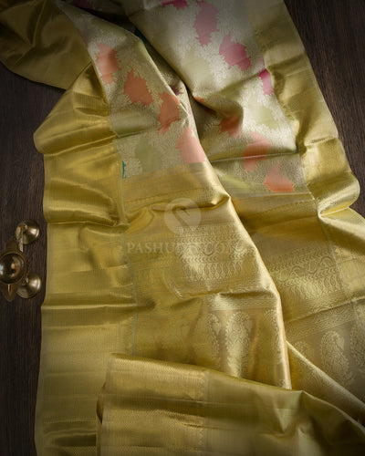Mehendi Green and Gold Pure Zari Kanjivaram Silk Saree - P108 - View 2
