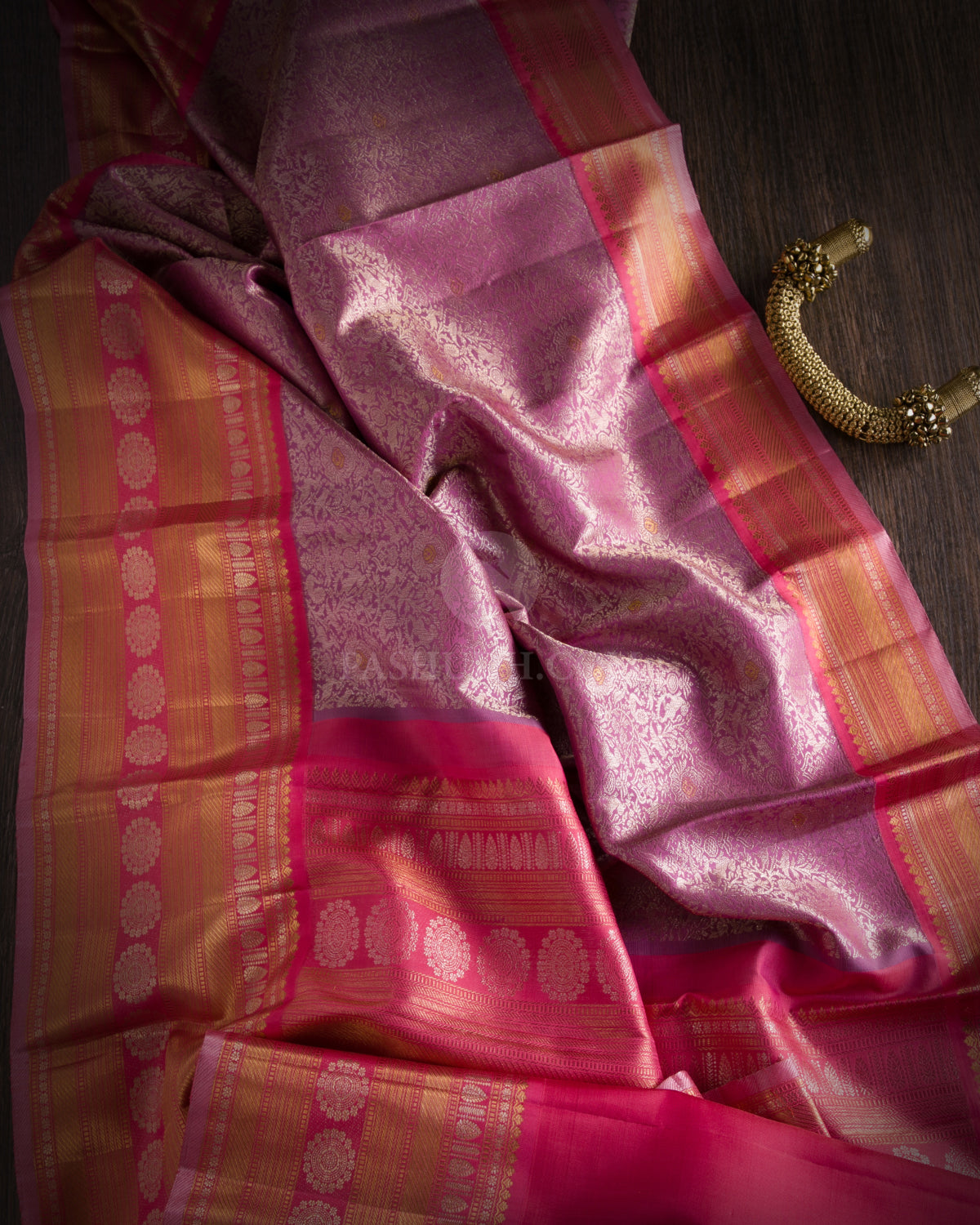 Light Purple & Light Orange Kanjivaram Silk Saree - S746