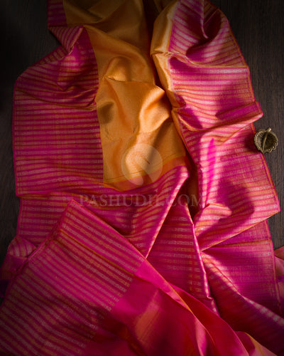 Orange & Watermelon Pink Kanjivaram Silk Saree - S990 - View 1