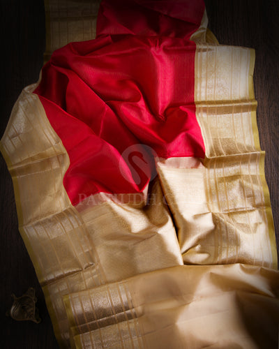 Red & Beige Kanjivaram Silk Saree - S909 - View 2