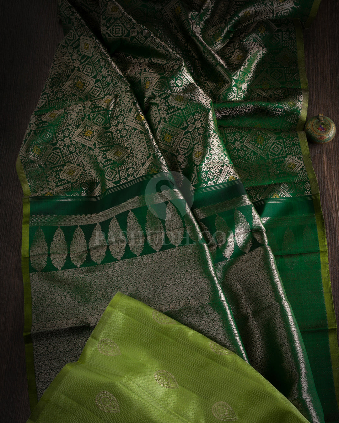 Forest Green Kanjivaam Silk Saree - S1018(A)
