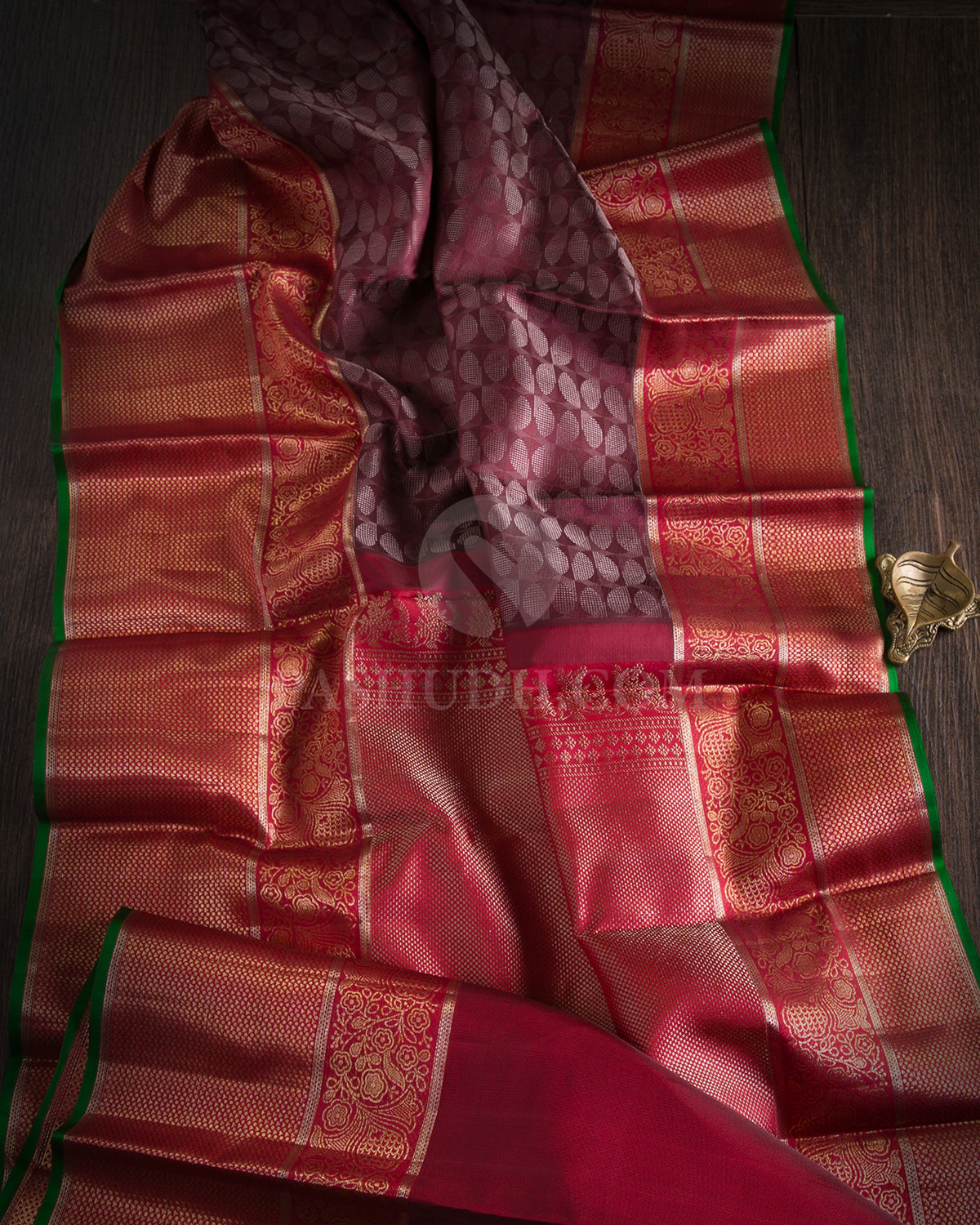 Plum & Red Kanjivaram Silk Saree - DT244(A)