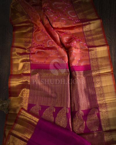 Orange And Magenta Kanjivaram Silk Saree - D541(A)