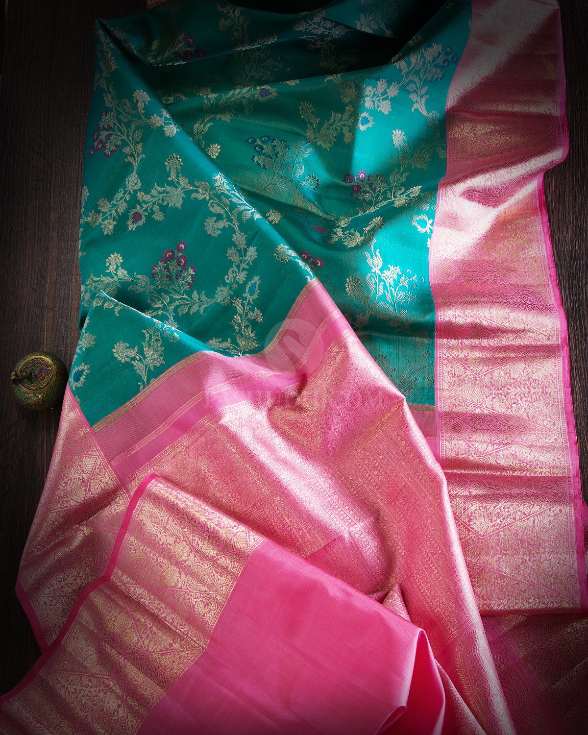 Light Blue & Mild Pink Kanjivaram Silk Saree - S884 - View 2