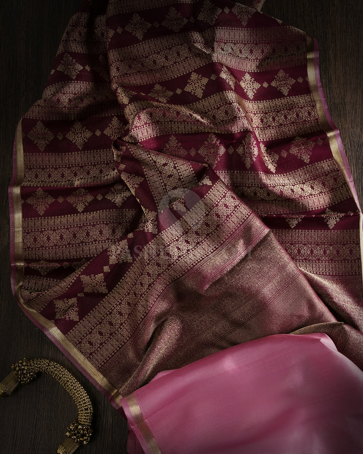 Purple Kanjivaram Silk Saree - DT187 - View 1