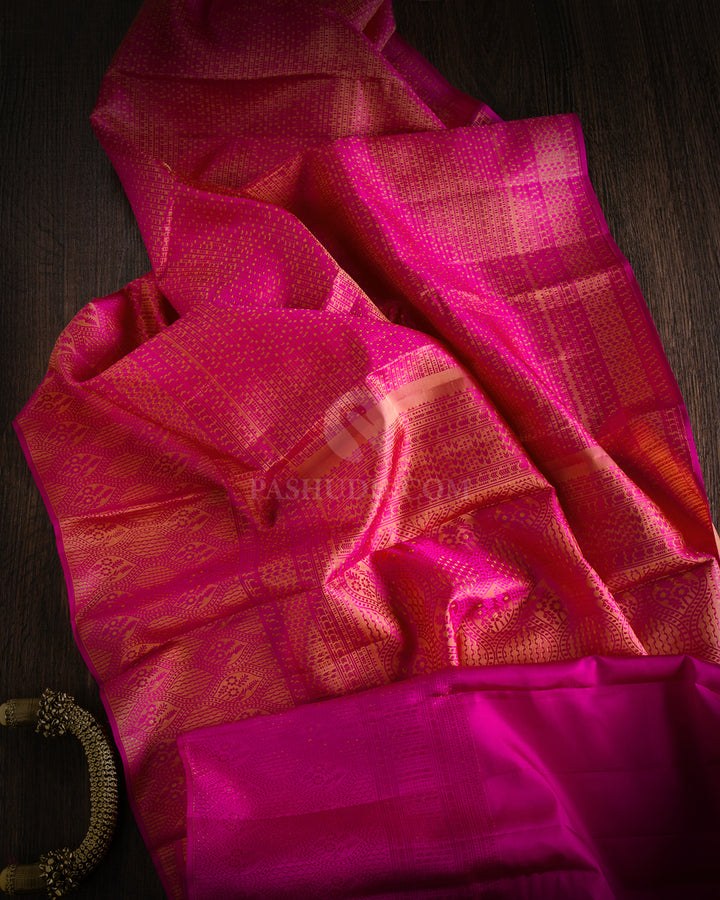 Dark Pink Kanjivaram Silk Saree - DJ220 - View 1