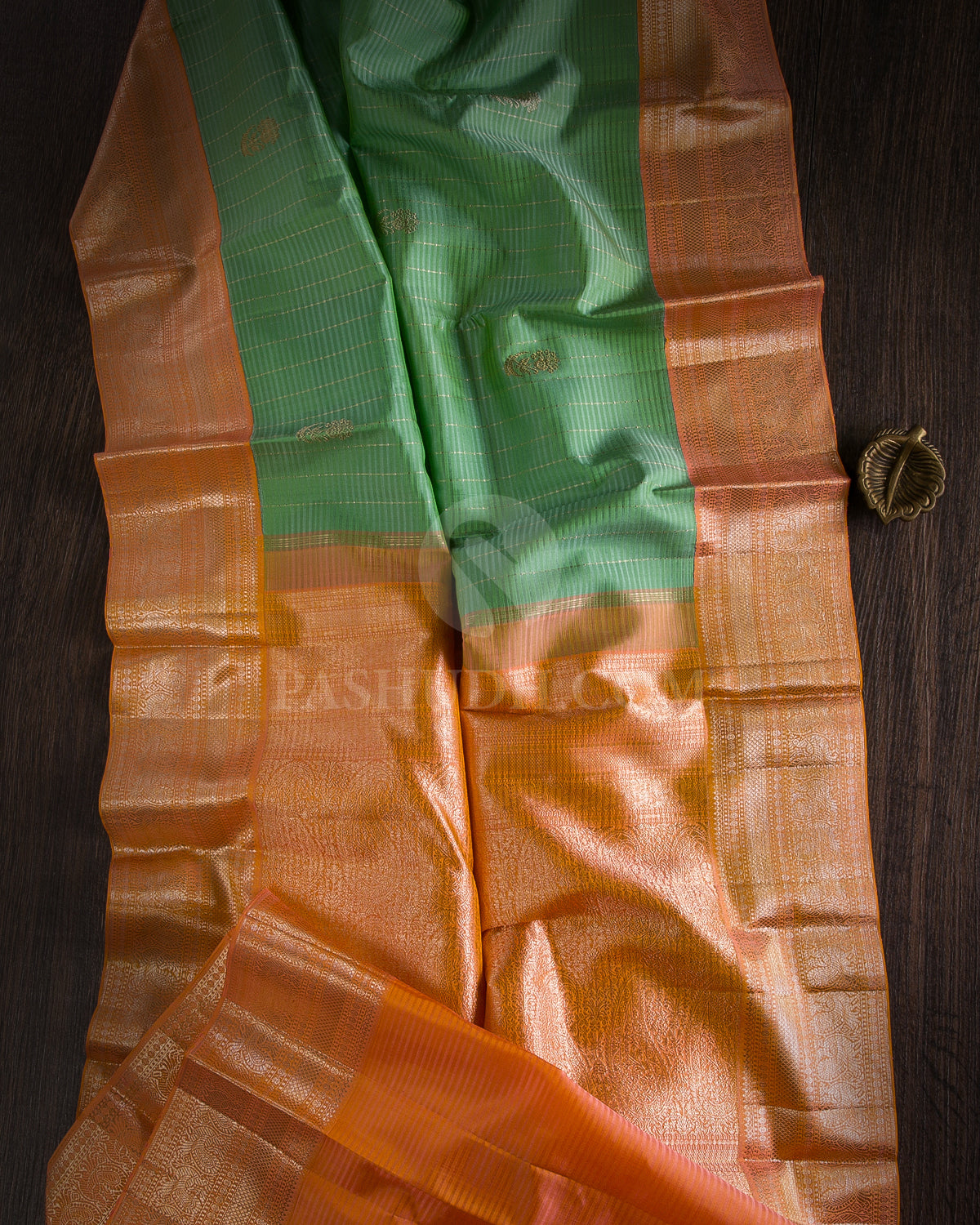 Rexona Green & Mild Orange Kanjivaram Silk Saree - S981(B) - View 1