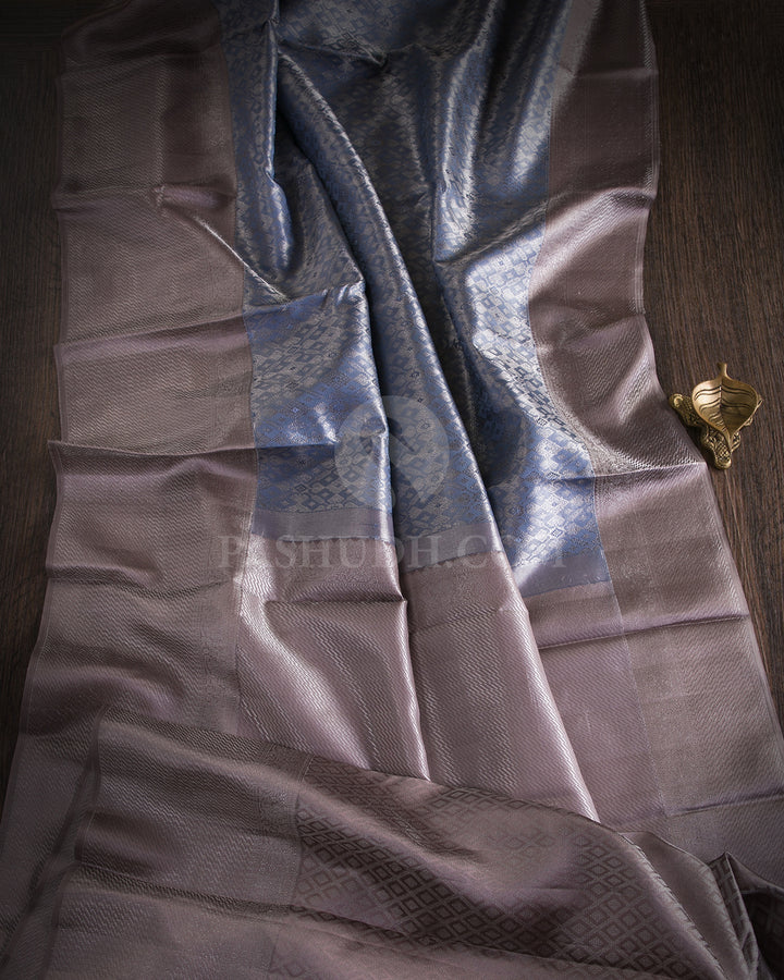 Steel Blue & Greige Kanjivaram Silk Saree - D514(A)