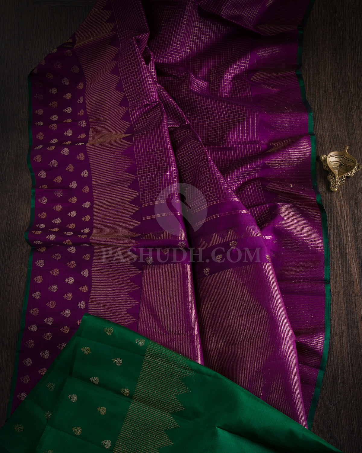 Violet & Green Kanjivaram Silk Saree - S1034(A) - View 1
