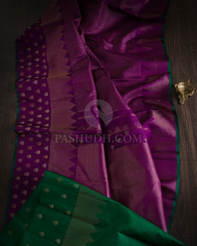 Violet & Green Kanjivaram Silk Saree - S1034(A) - View 1
