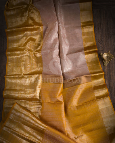 Almond Beige And Mango Yellow Kanjivaram Silk Saree - DT270(A)