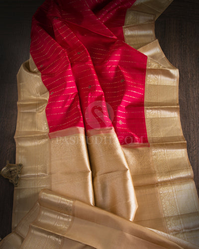 Red & Beige Kanjivaram Silk Saree - S1042(A) - View 1