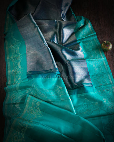 Sapphire Green Kanjivaram Silk Saree - S862 - View 2