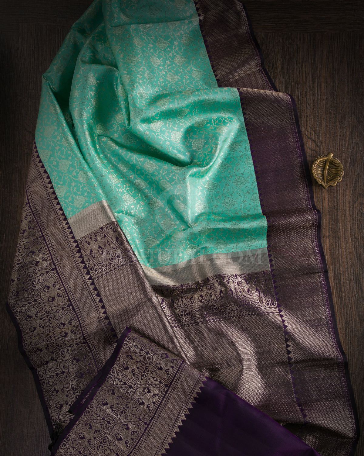 Sky Blue And Royal Purple Kanjivaram Silk Saree - S1019(C) - View 1