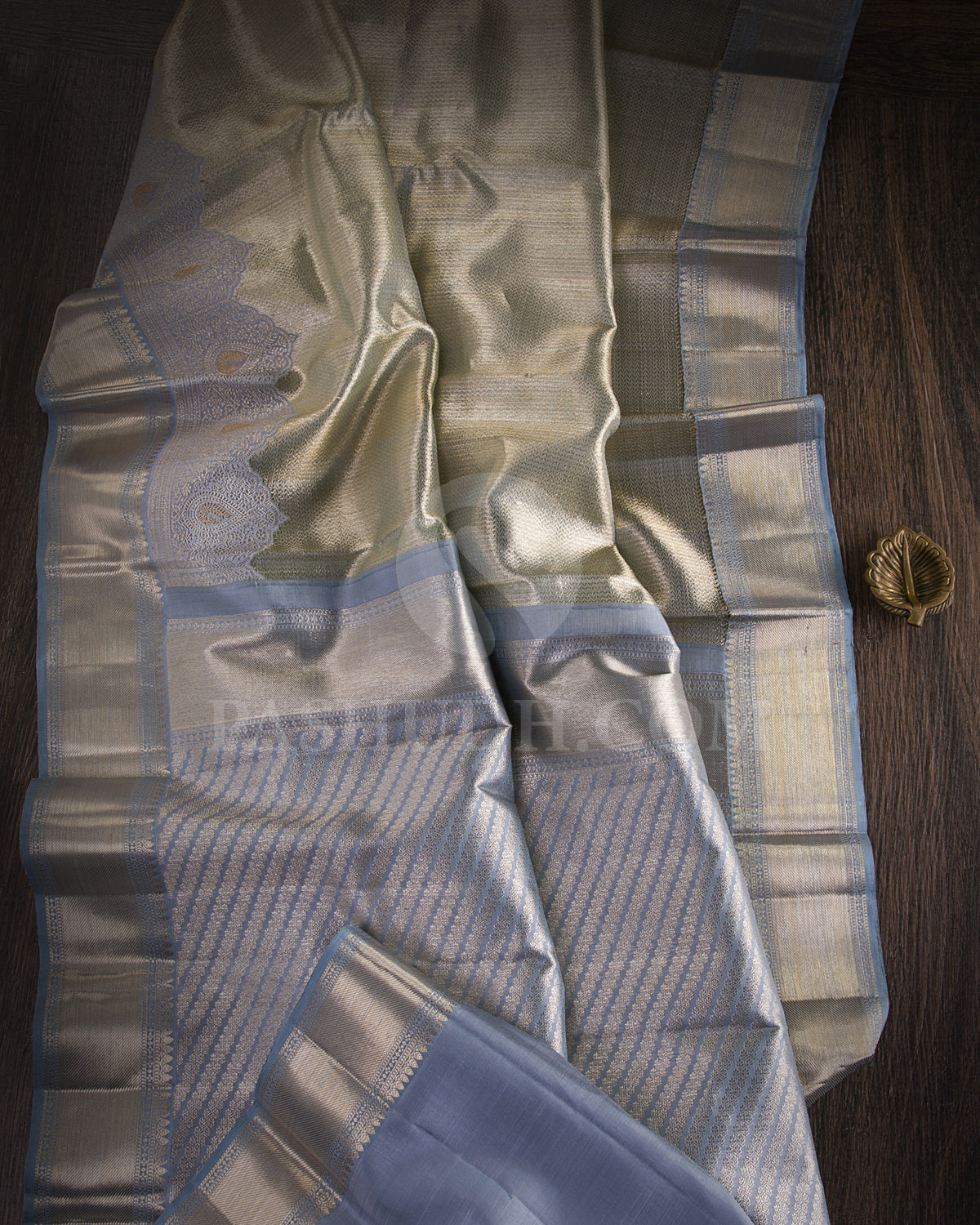 Grey Organza kanjivaram Silk Saree - S1175(B) - View 1