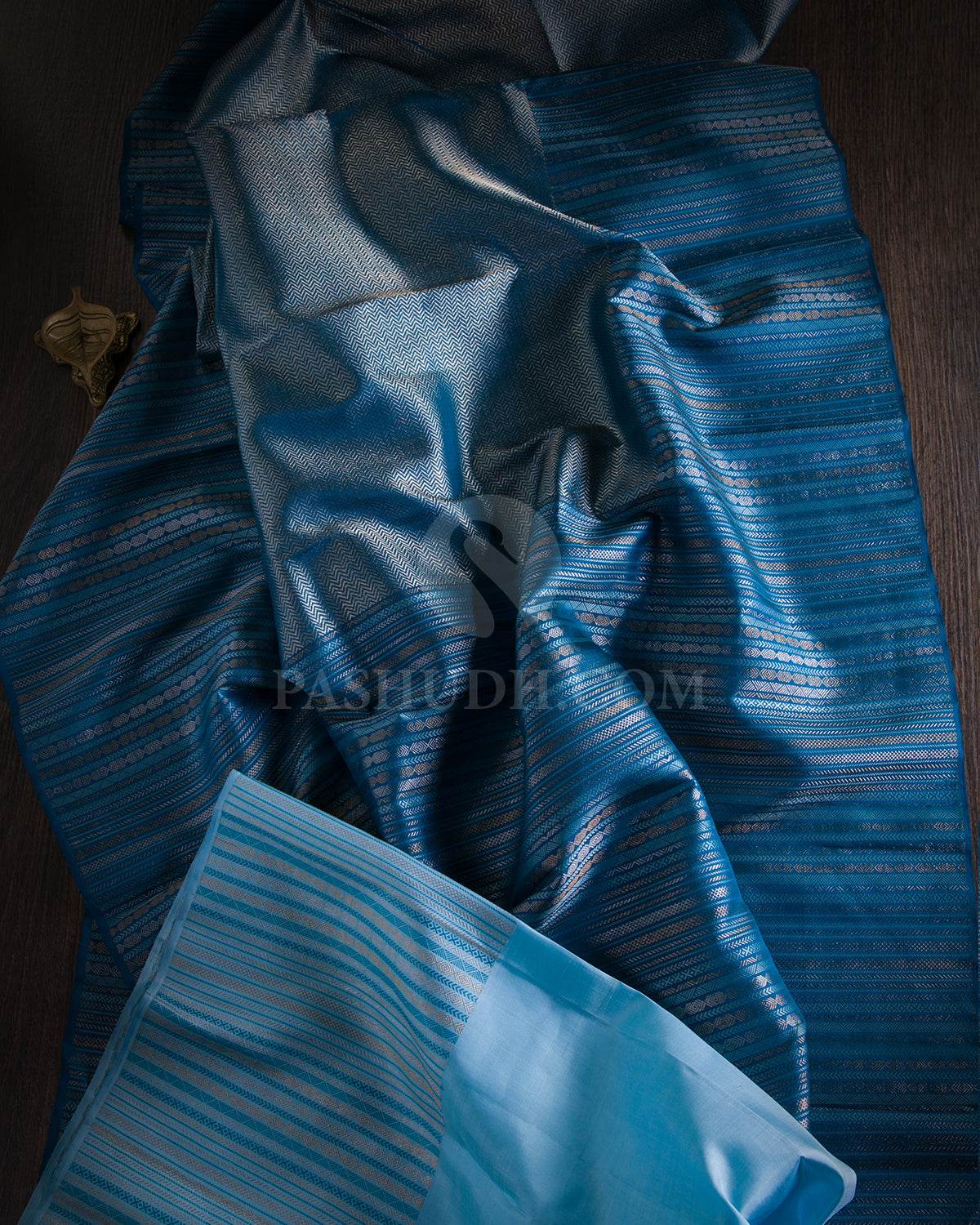 Blue and Powder Blue Kanjivaram Silk Saree - S971 - View 1