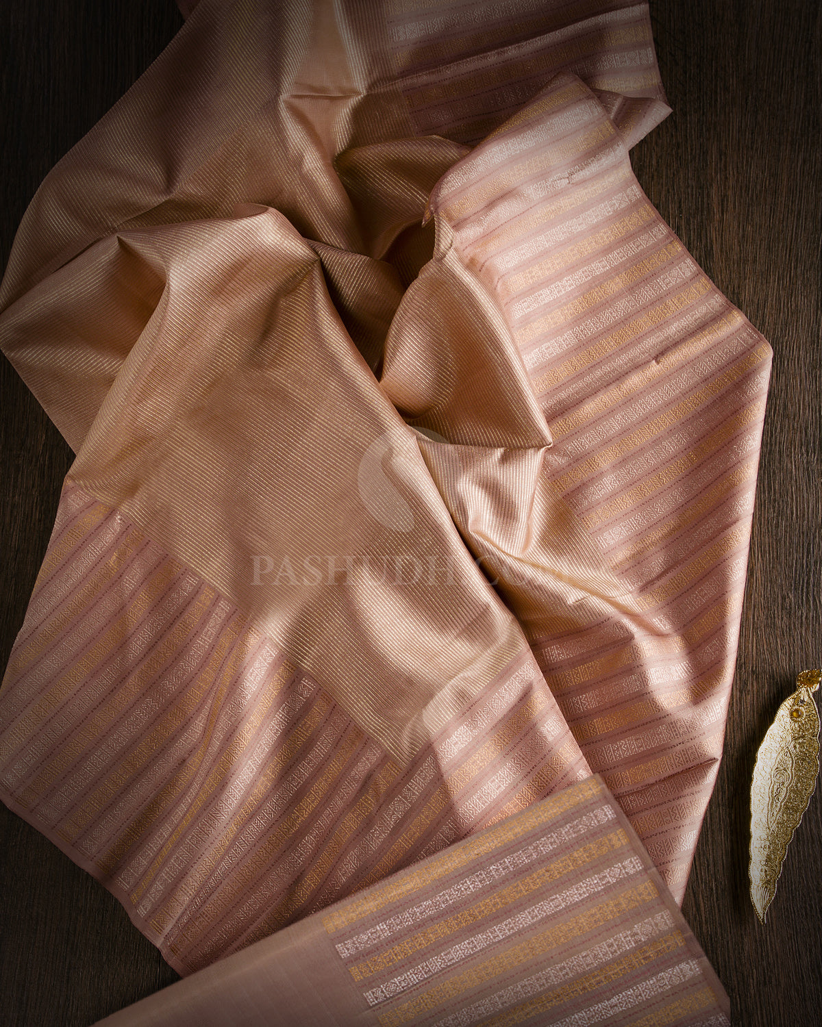 Pink Grey Kanjivaram Silk Saree - S700 - View 2